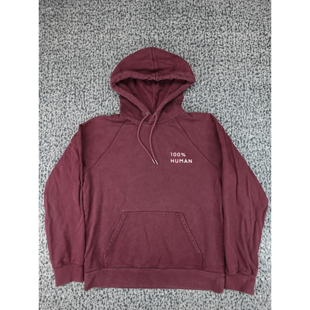 Everlane Hoodie Unisex Medium Burgundy‎ 100% Human Graphic Raglan Pullover